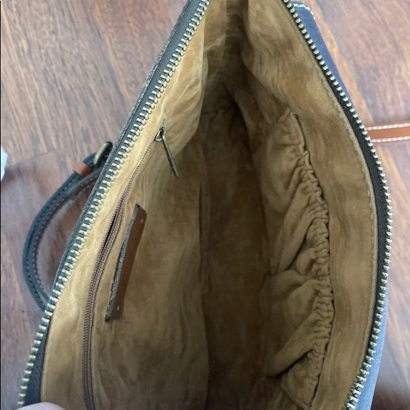 Navy/Gray Flap Leather Handbag Crossbody Medium - Picture 8 of 12